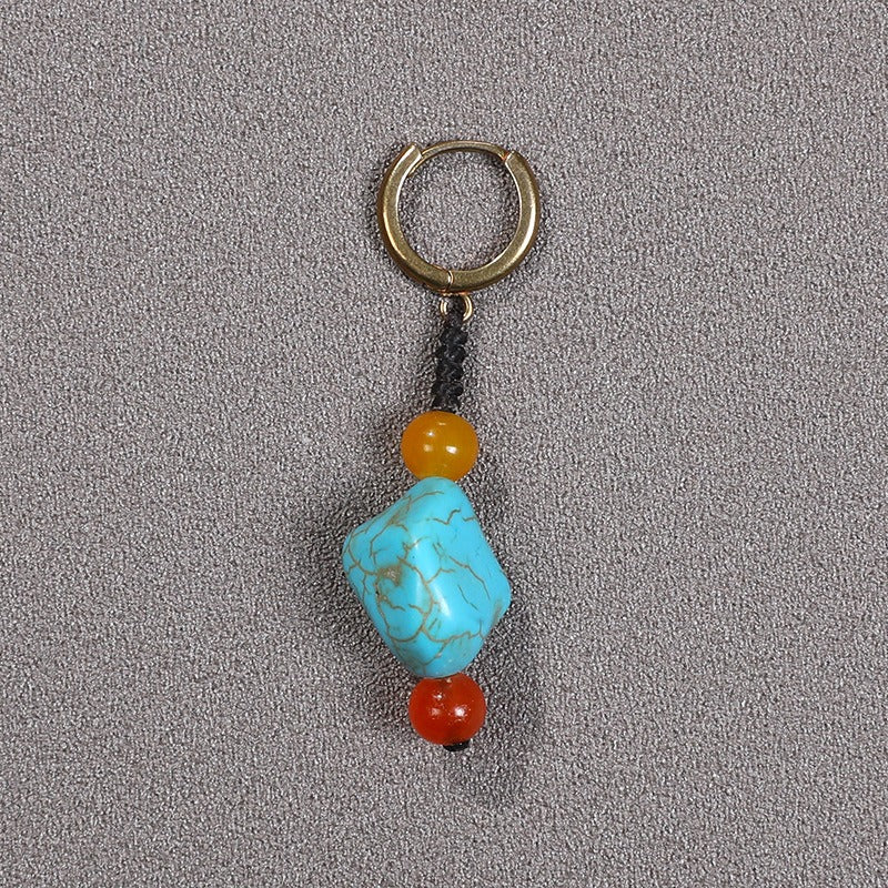 Wholesale Single Imitation Turquoise Ethnic Tibetan Ear Clip